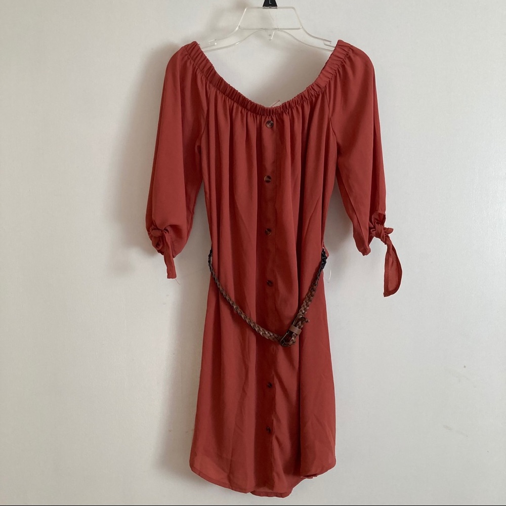 Open Shoulder Dress w/ Belt